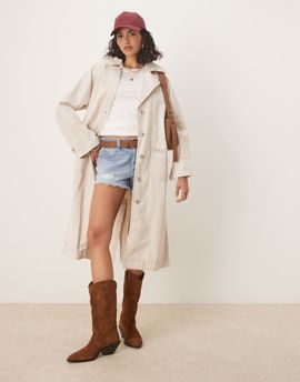 Free People Free People perry washed trench coat in french oak-White