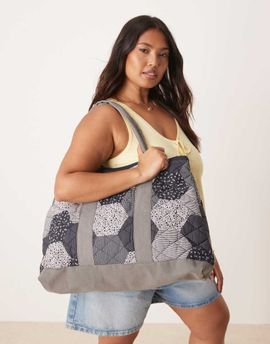 Free People Free People pippa patchwork tote bag in navy blue