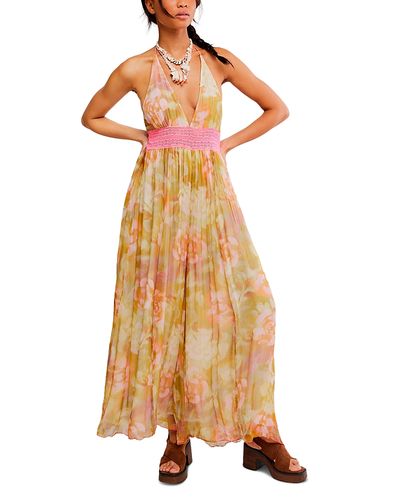Free People Free People Plunging Neck Flowing Jumpsuit