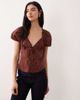 Free People Free People polka dot printed blouse in chocolate-Brown - 1