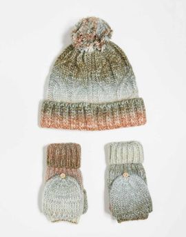 Free People Free People Rainbow run hat and gloves set in multi print-Blue