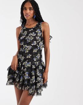 Free People Free People Raven printed mini dress in midnight combo-Multi