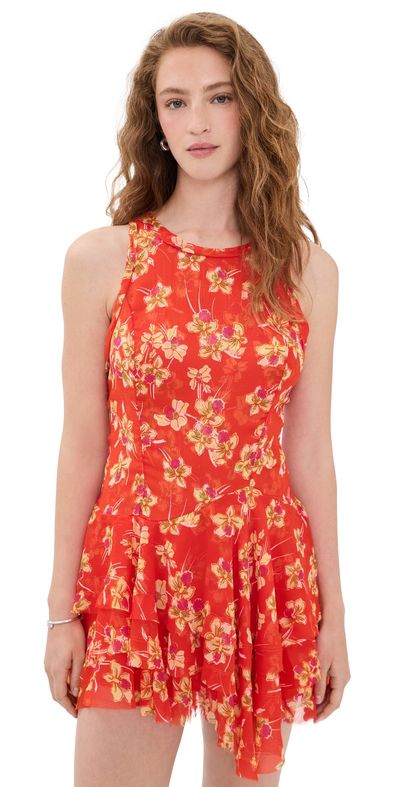 Free People Free People Raven Printed Mini Dress Red Combo