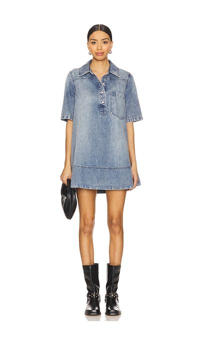 white christmas dresses FREE PEOPLE Remino Denim Mini Dress