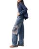 Free People Free People Reverie Patchwork Cotton High Rise Jeans in Vintage - 3
