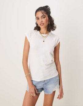 Free People Free People riley raglan sleeve t-shirt in ivory-White