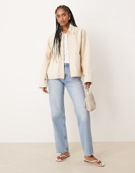 Free People Free People sally canvas jacket in ivory-White