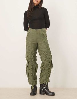 Free People Free People scorpio shirred pants in khaki-Green