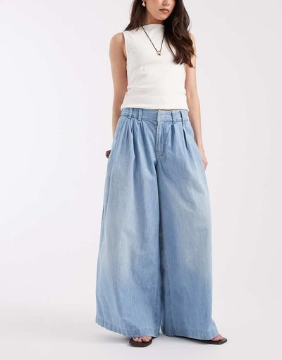 Free People Free People scout wide leg pants in california blue
