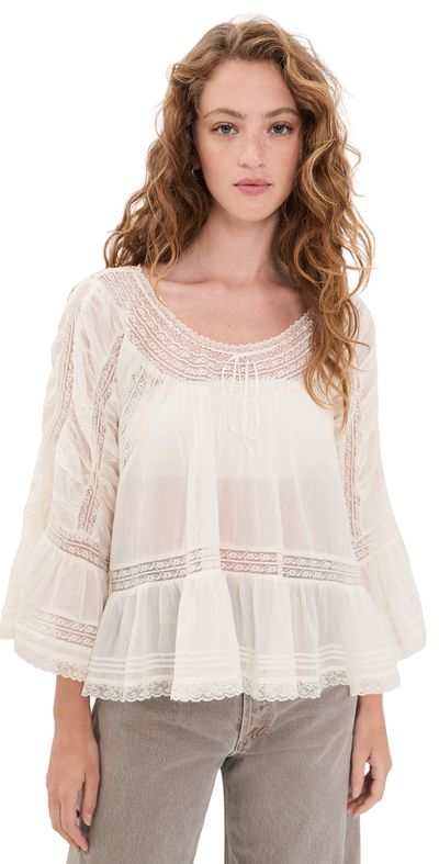 Free People Free People She's A Romantic Top Ivory