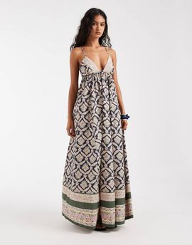 Free People Free People Sorrento boho maxi dress in floral blueberry combo-Multi