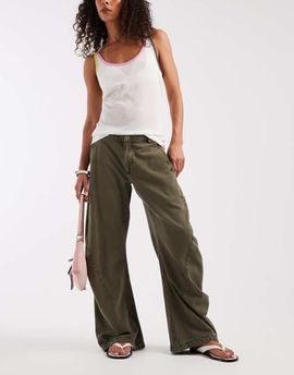 Free People Free People Spolight washed pants in dusty olive-Green