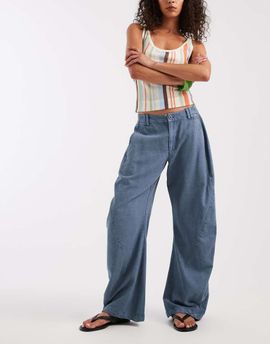 Free People Free People Spolight washed pants in flint stone-Blue
