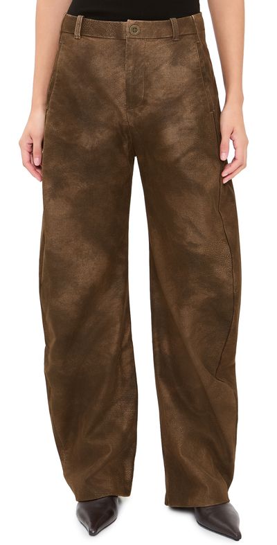 Free People Free People Spotlight Faux Leather Trousers Chocolate Brown