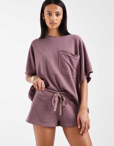 Free People Free People staycation sleep shorts in eldberry tea - part of a set-Purple