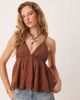 Free People Free People sunny days embroidered cami top in brown - 1