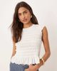 Free People Free People sylvie shirred t-shirt in ivory-White - 1