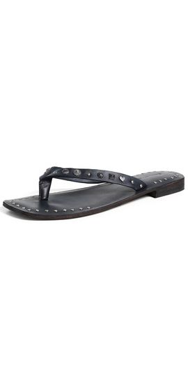 Free People Free People Tide Flip Flops Black Leather