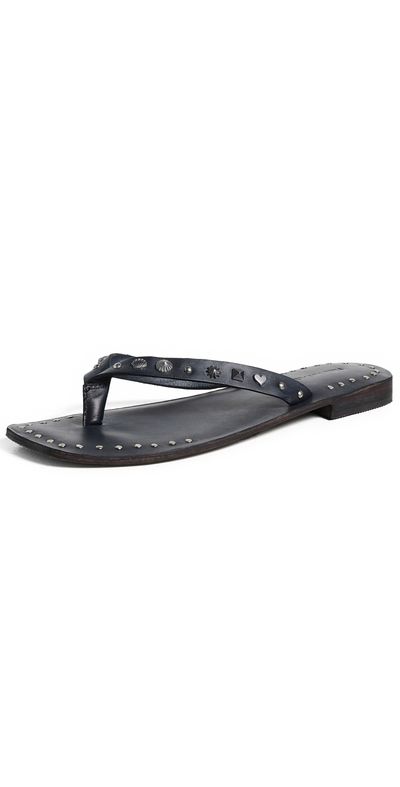 Free People Free People Tide Flip Flops Black Leather