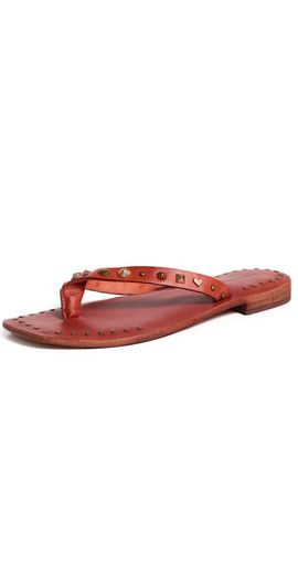 Free People Free People Tide Flip Flops Rust Leather