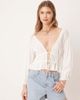 Free People Free People tie-front jersey blouse in ivory-White - 1