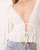 Free People Free People tie-front jersey blouse in ivory-White - 4