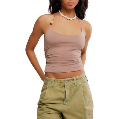 Free People Free People Toni Beaded Ruched Halter Top