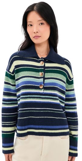 Free People Free People Trading Up Stripe Sweater Navy Combo