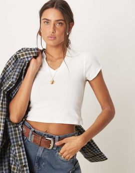 Free People Free People v-neck baby t-shirt in white