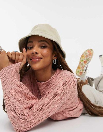 Free People Free People Villa cable sweater in pink