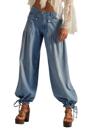 Free People Free People We The Free Lotus High Waist Tie Hem Barrel Leg Jeans