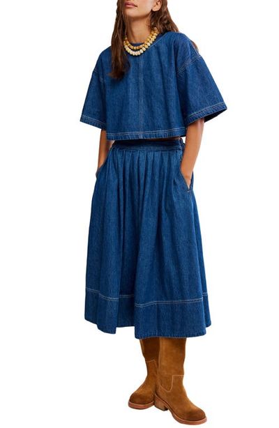 Free People Free People Westley Denim Crop Top & Skirt