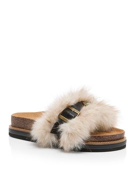 Free People Free People Women's Frankie Faux Fur Slide Sandals