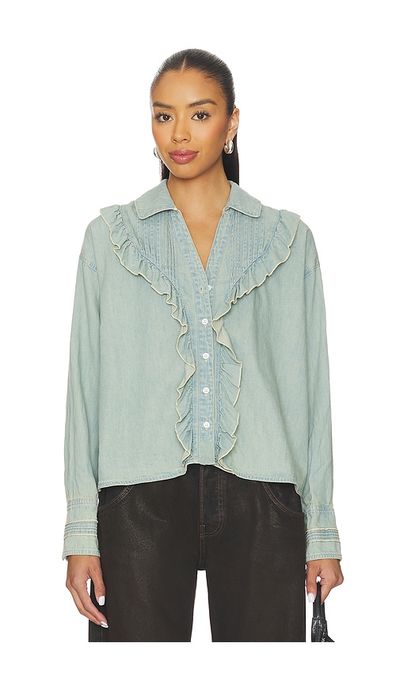 Free People Free People x We The Free Tattered And Ruffled Top In Vintage Tint Wash