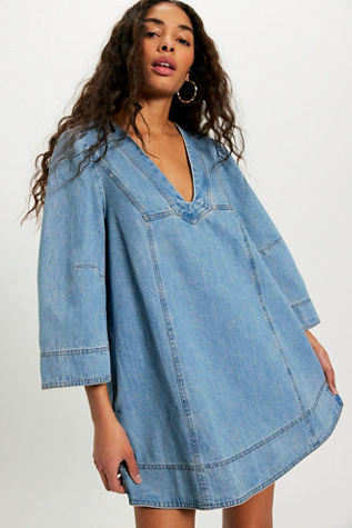 denim dress women free people Free People Women's Clean Break Denim Mini Dress