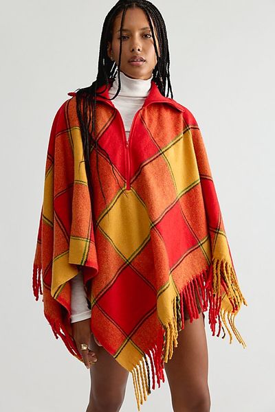 Free People Highland Plaid Poncho