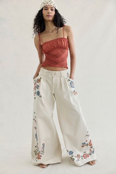 Free People Julien Wide Leg Pull-On Embellished Pants