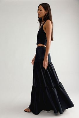 Free People Juliette Satin Maxi Skirt