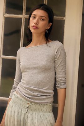 Free People Keeping It Light Ribbed Boat Neck Top
