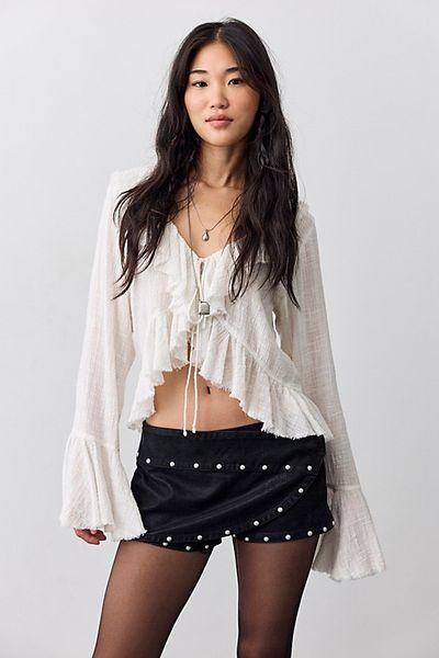 Free People Low Rider Studded Wrap Skort