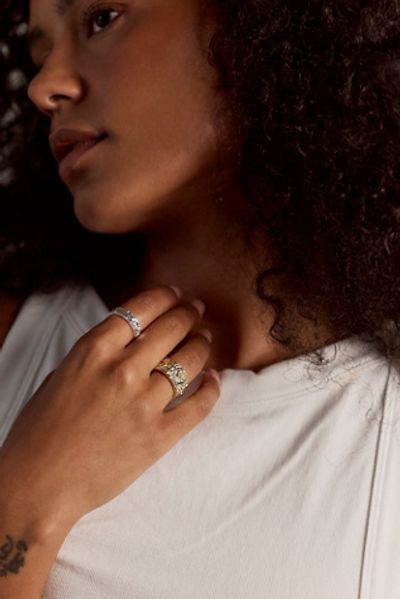 Free People Lumen Wide Stack Gold Plated Ring Set