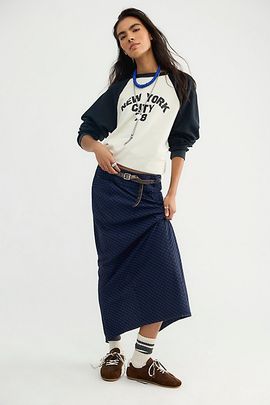 Free People Mae Menswear Column Maxi Skirt