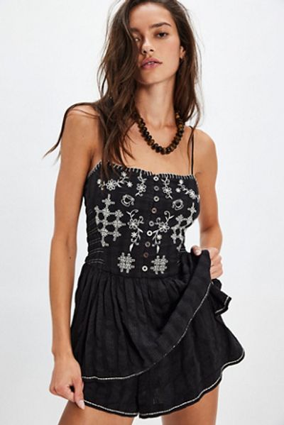 princess polly baby blue dress Free People Mia Embroidered Floral Black Velvet Mini Dress Women's XS