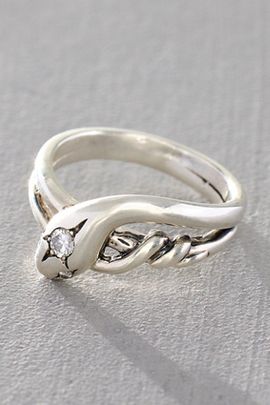 Free People Maura Green Silver Slither Ring