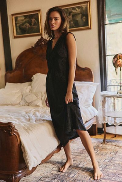 Free People Me With You Satin Midi Slip Dress