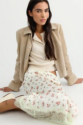 Free People Piper Crinkle Column Midi Skirt
