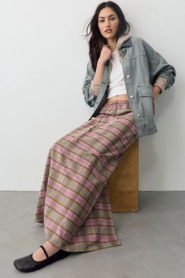 Free People Plaid Column Skirt