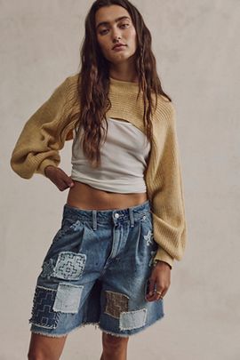 Free People Reese Patched Workwear Shorts
