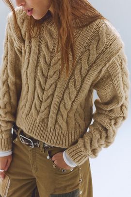 Free People Riley Cable Knit Pullover