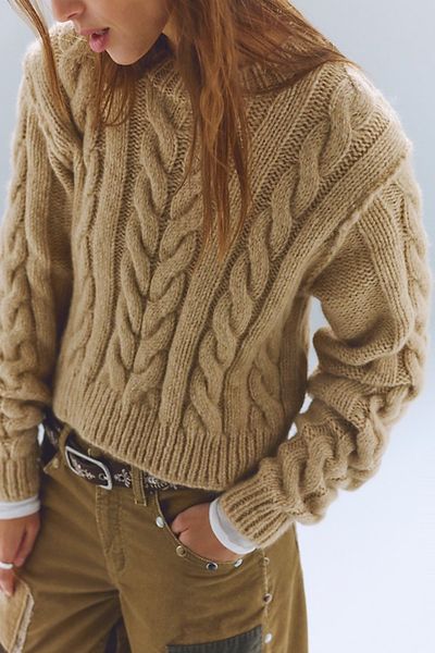 Free People Riley Cable Knit Pullover
